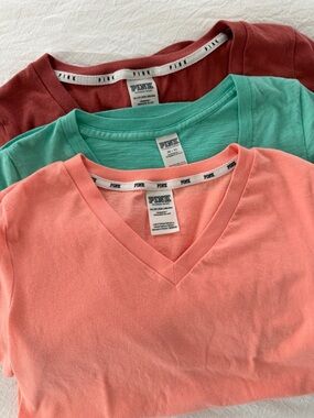 PINK Victoria's Secret | V-Neck Tee Bundle - Coral, Mint, & Burnt Orange